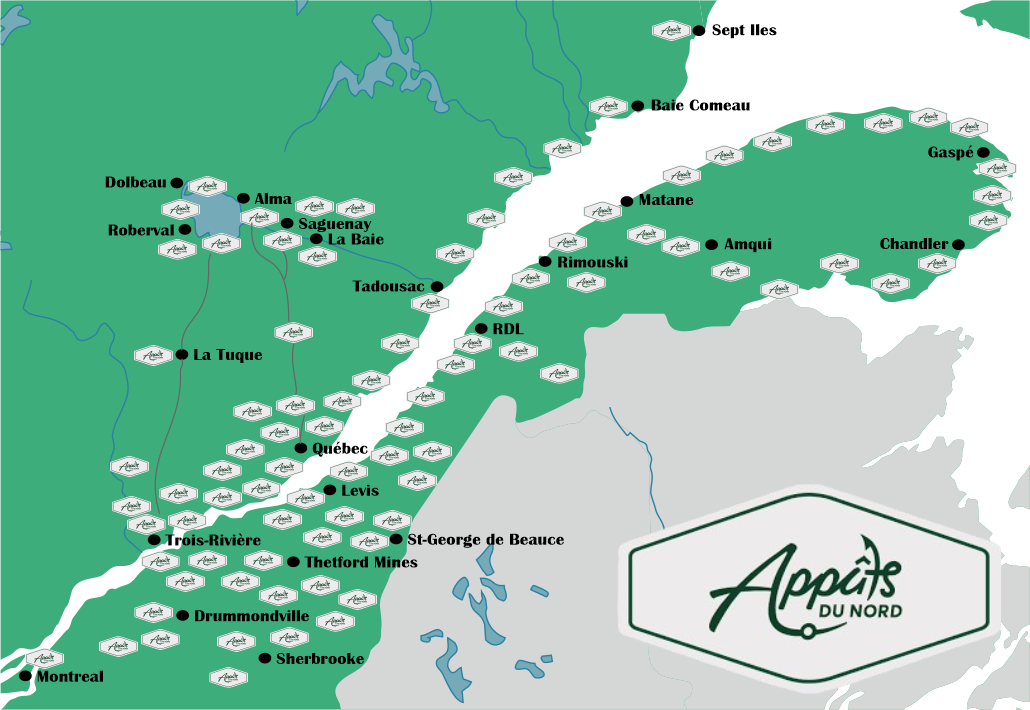 Carte des territoires de distribution Appats du Nord